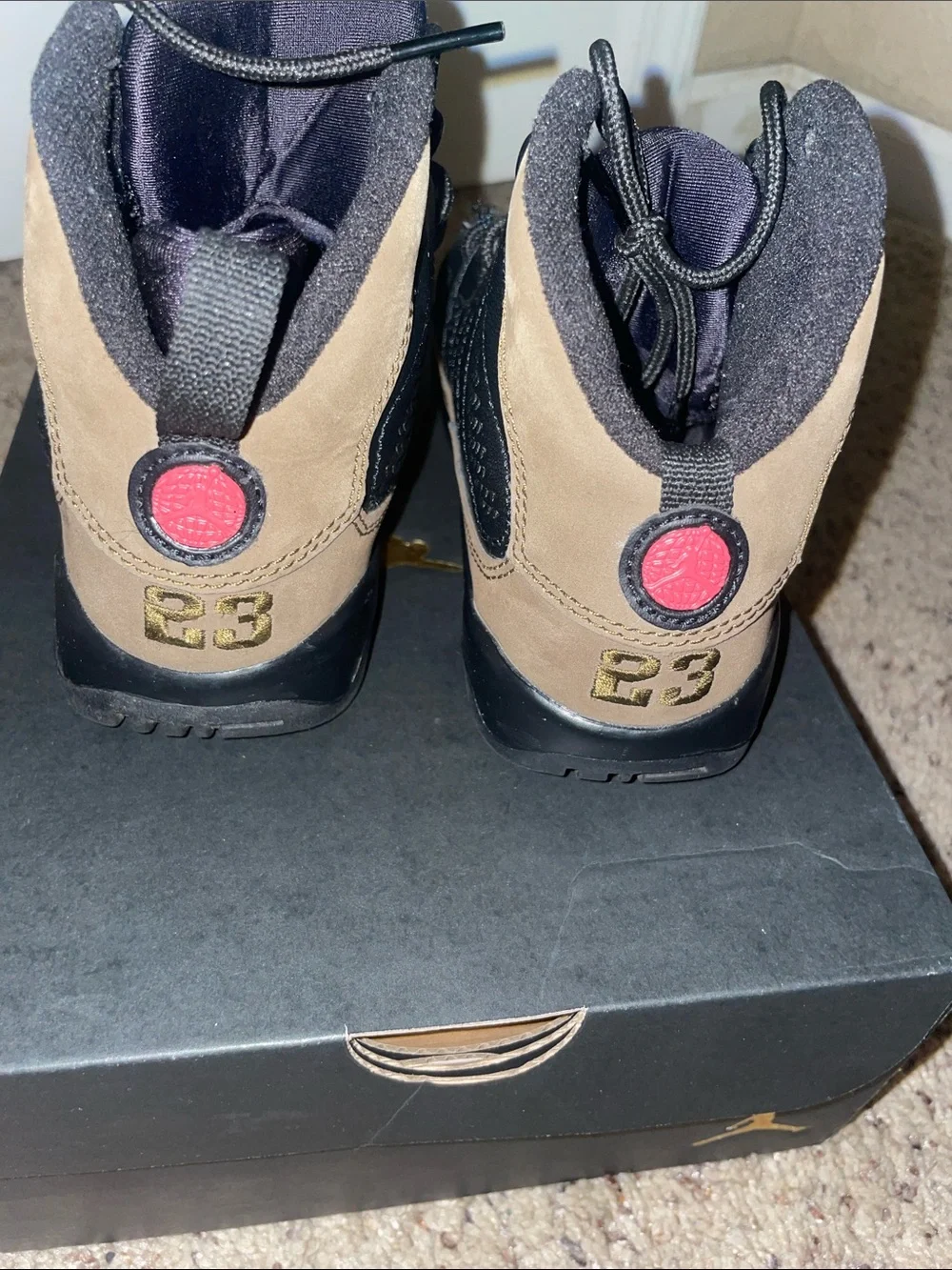 Jordan Boys Black and Brown Leather/Suede High-Top Sneakers